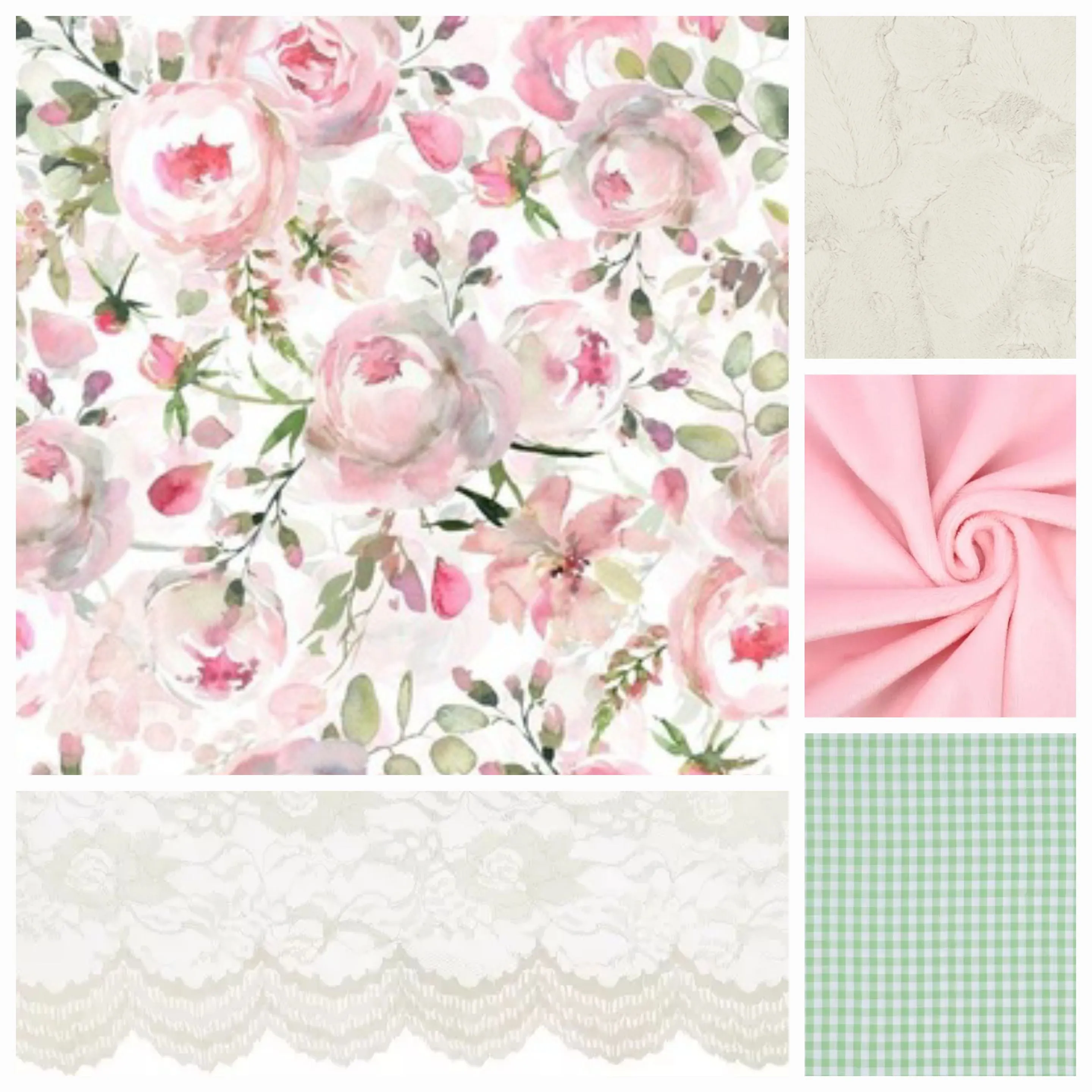 Pink Rose and Lace Shabby Chic Baby Crib Bedding