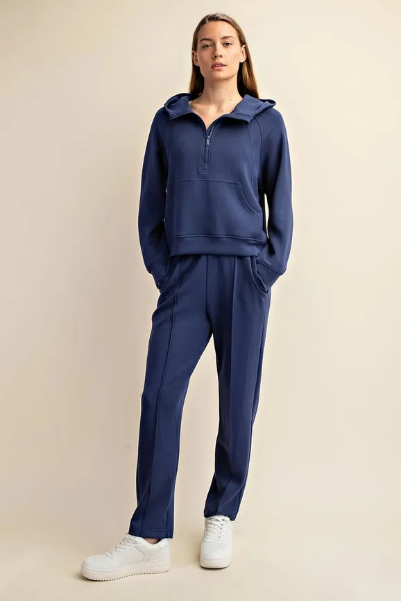 Plus - Modal Poly Span Scuba Pintuck Pants SMOKY NAVY