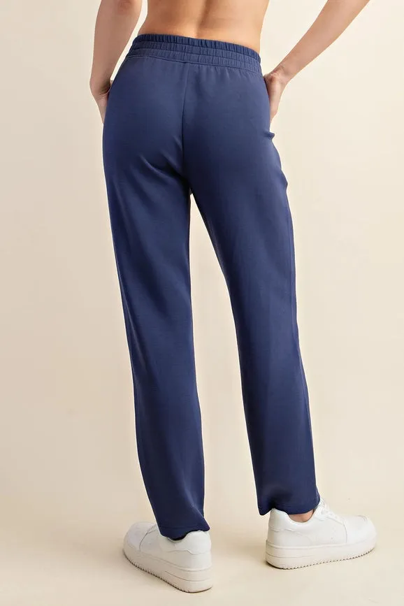 Plus - Modal Poly Span Scuba Pintuck Pants SMOKY NAVY