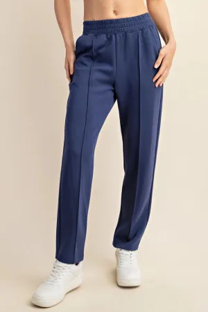 Plus - Modal Poly Span Scuba Pintuck Pants SMOKY NAVY