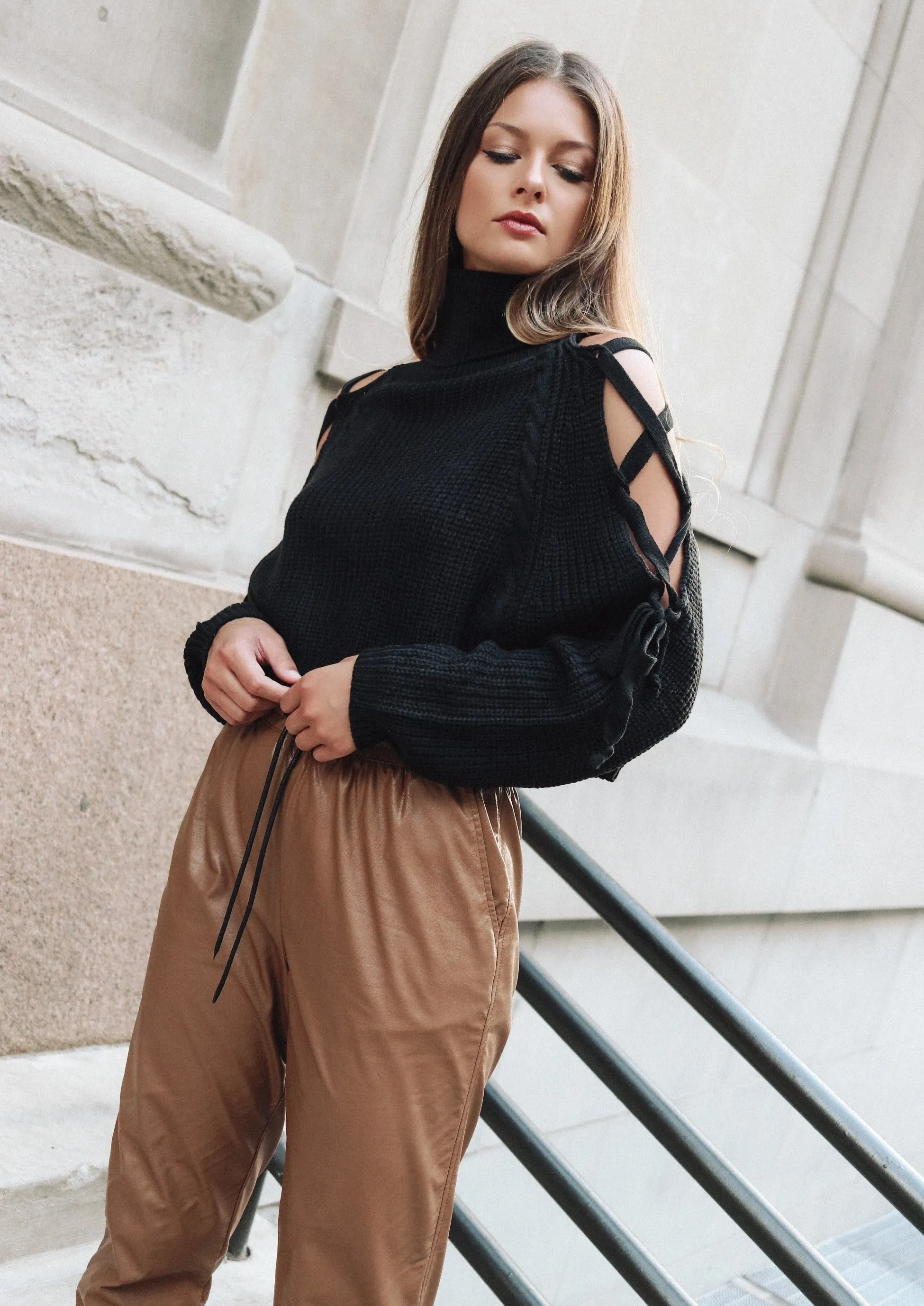 Quinn Black Cropped Sweater