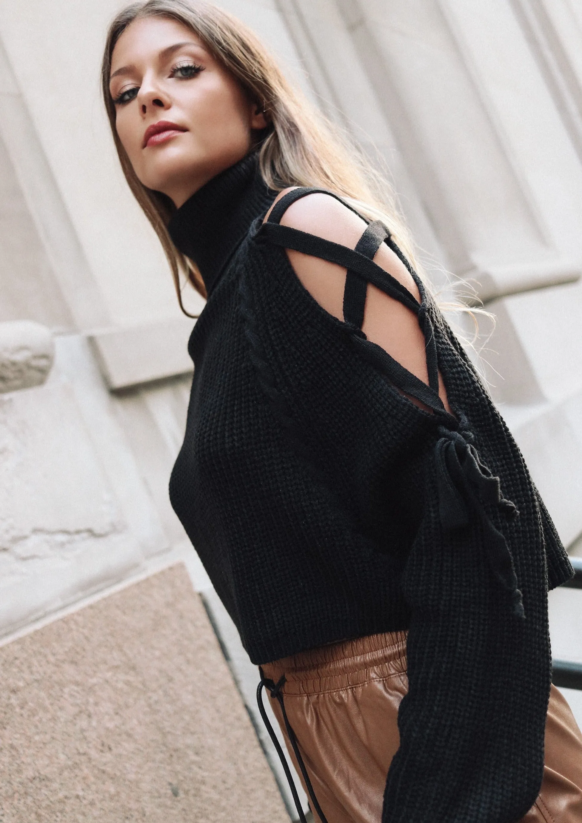 Quinn Black Cropped Sweater