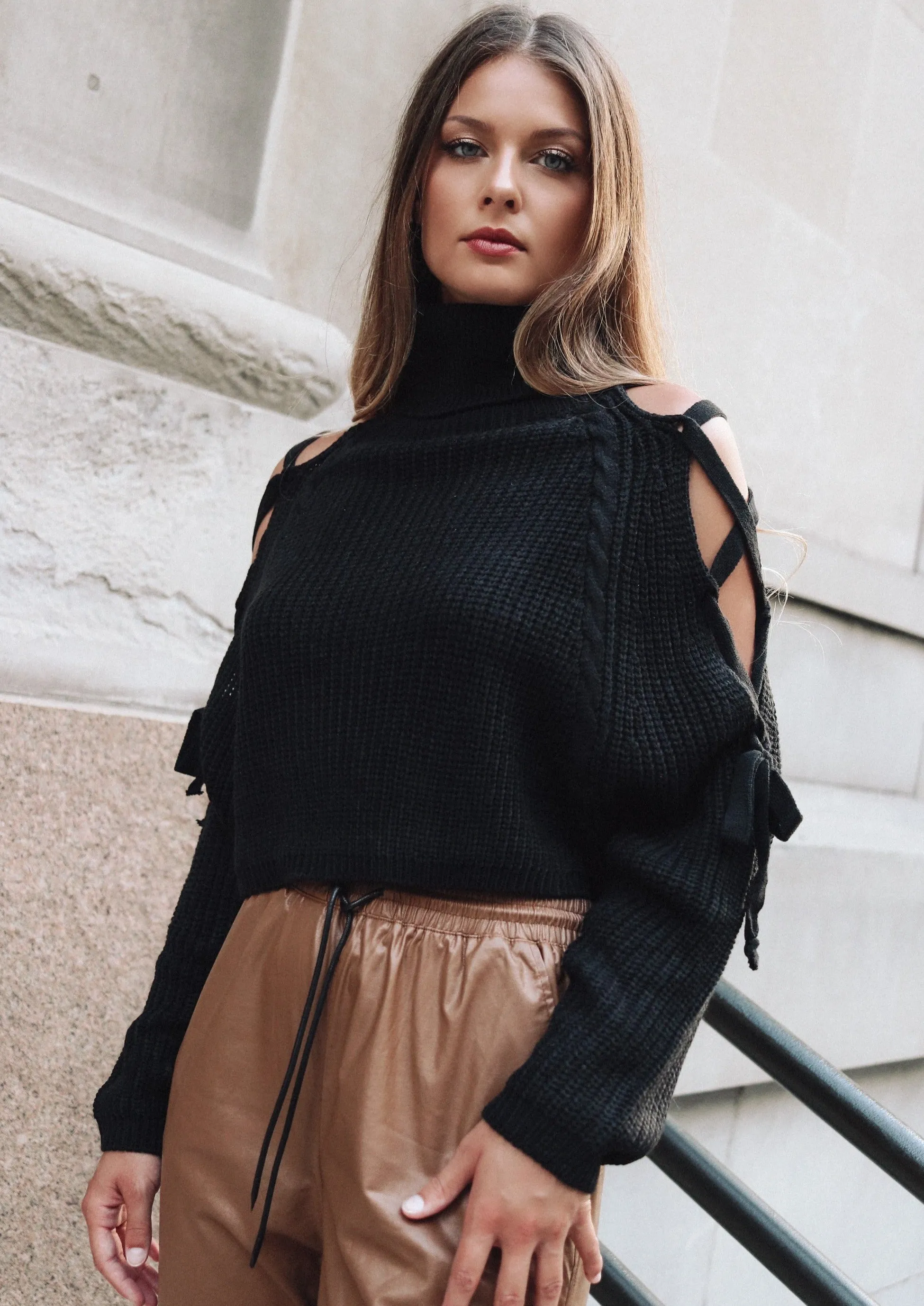 Quinn Black Cropped Sweater
