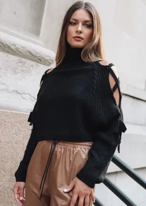 Quinn Black Cropped Sweater