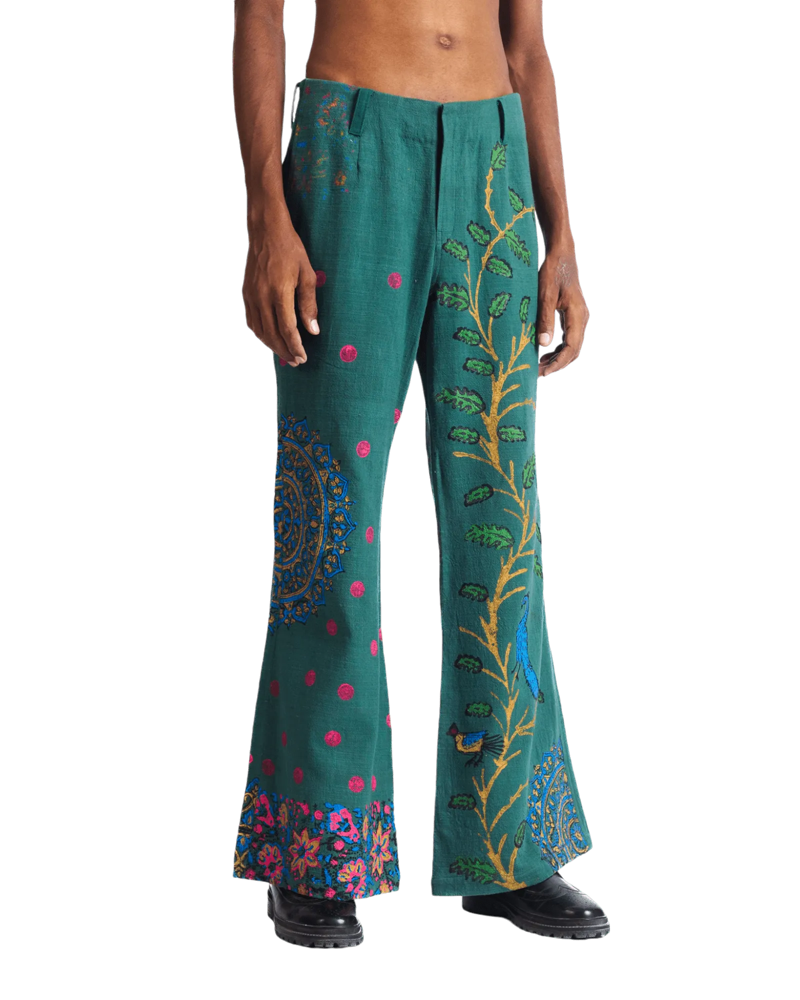 "PEACOCK GARDEN" BLOCKPRINT KHADDAR PANTS