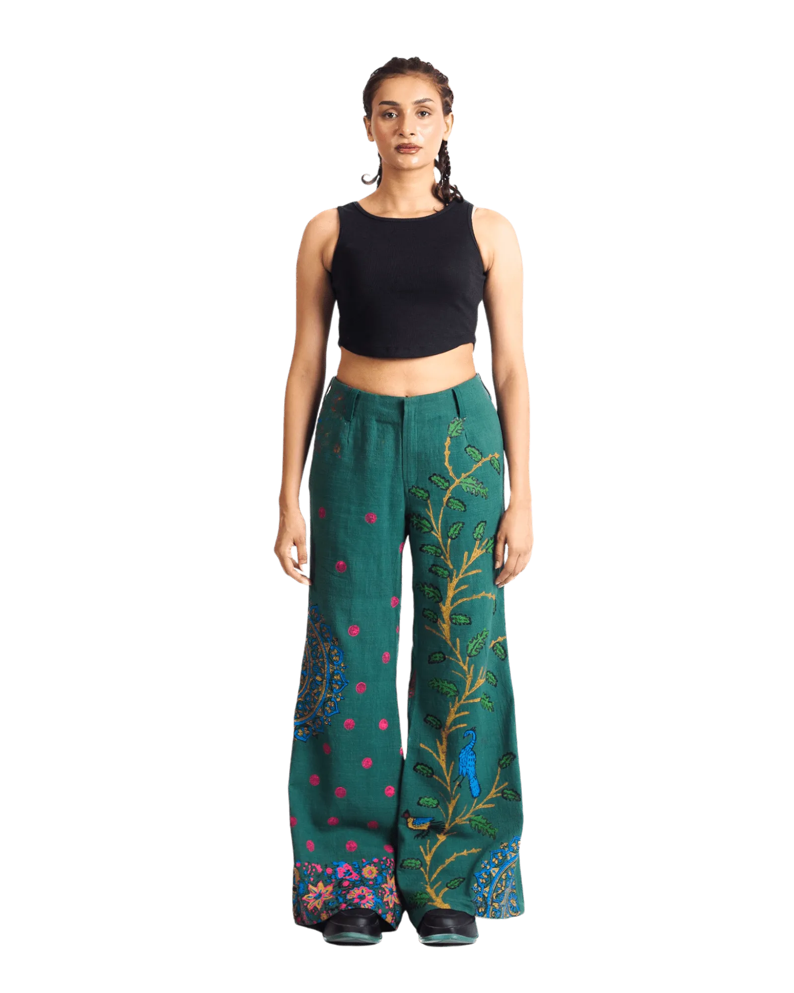 "PEACOCK GARDEN" BLOCKPRINT KHADDAR PANTS