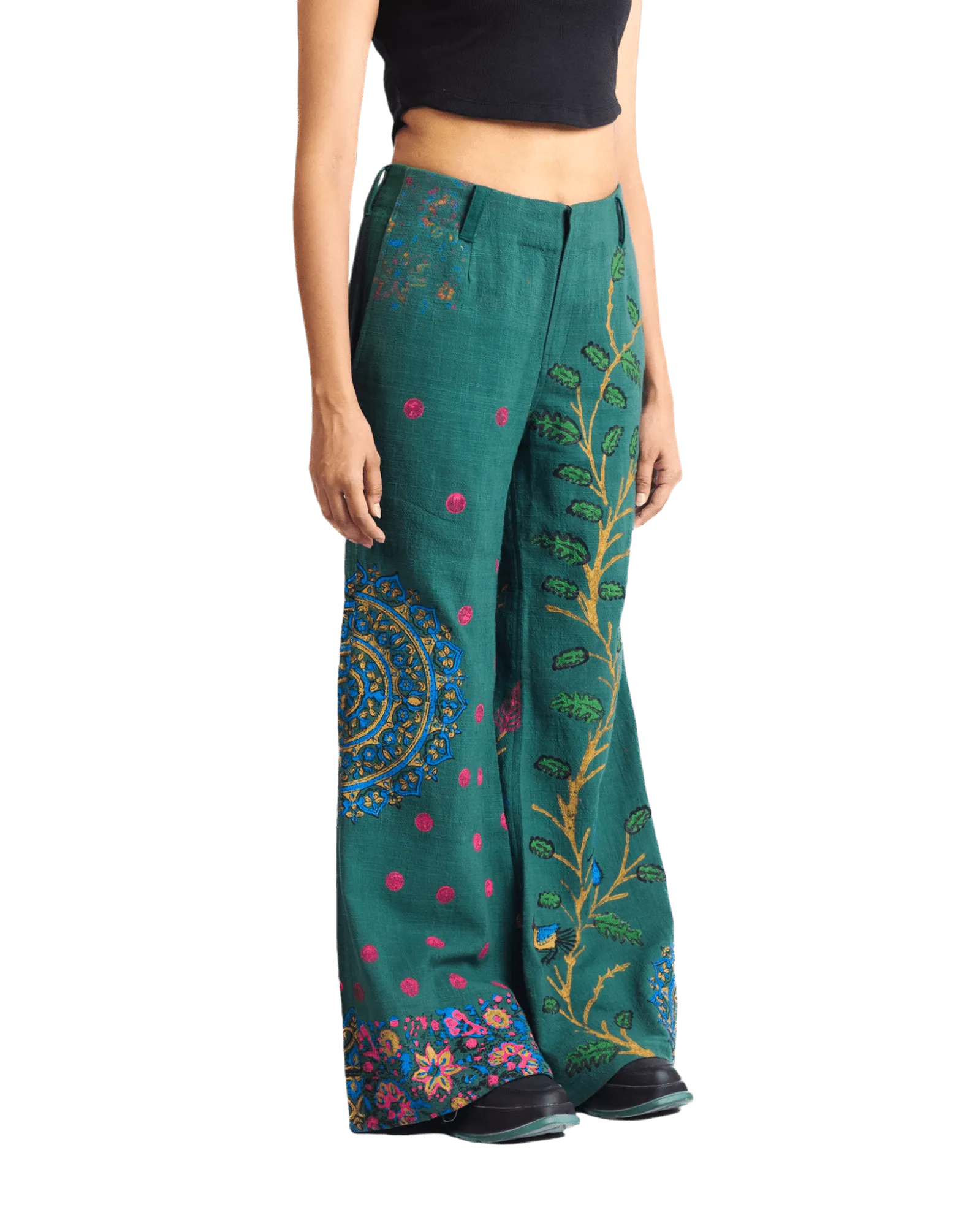 "PEACOCK GARDEN" BLOCKPRINT KHADDAR PANTS