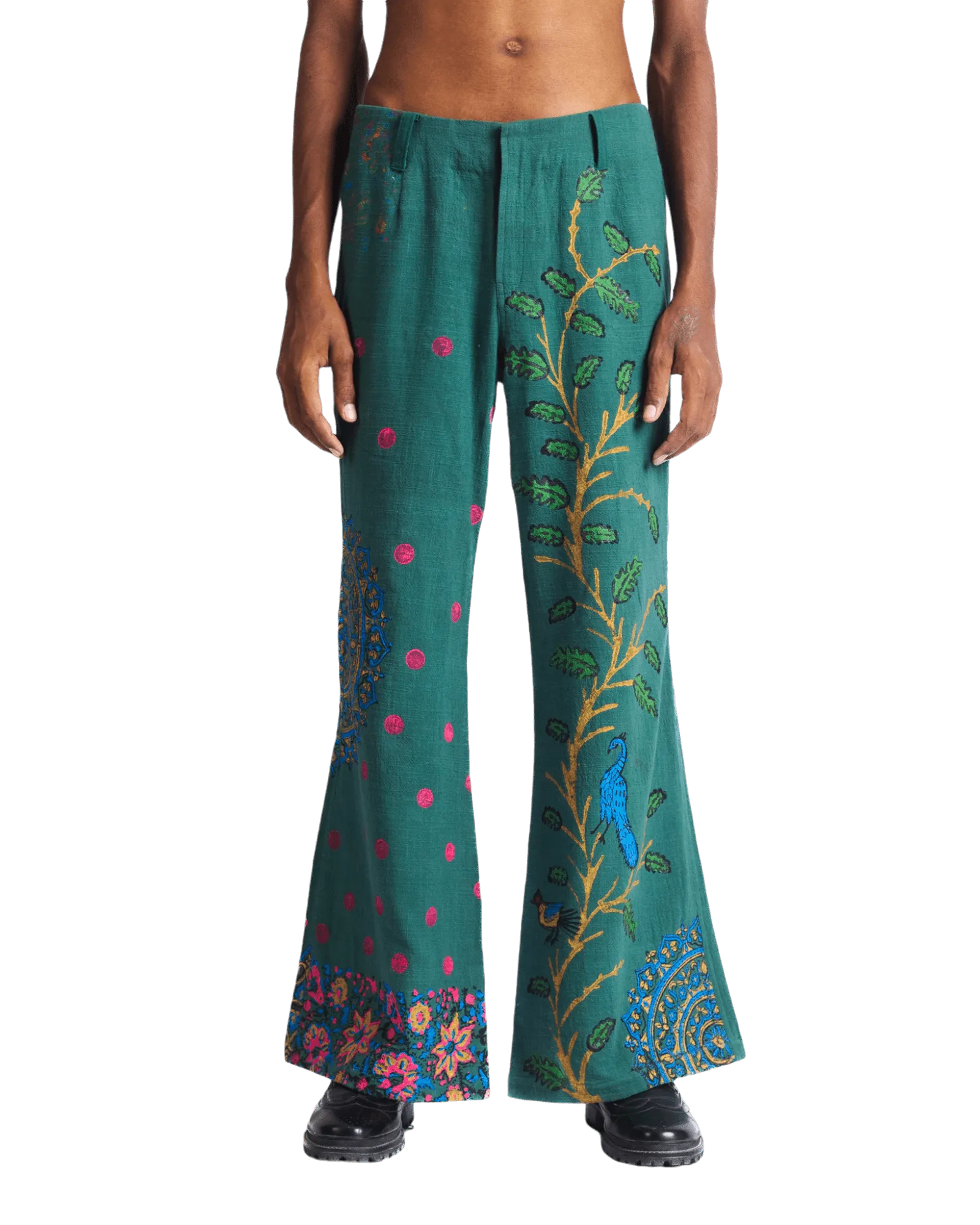 "PEACOCK GARDEN" BLOCKPRINT KHADDAR PANTS
