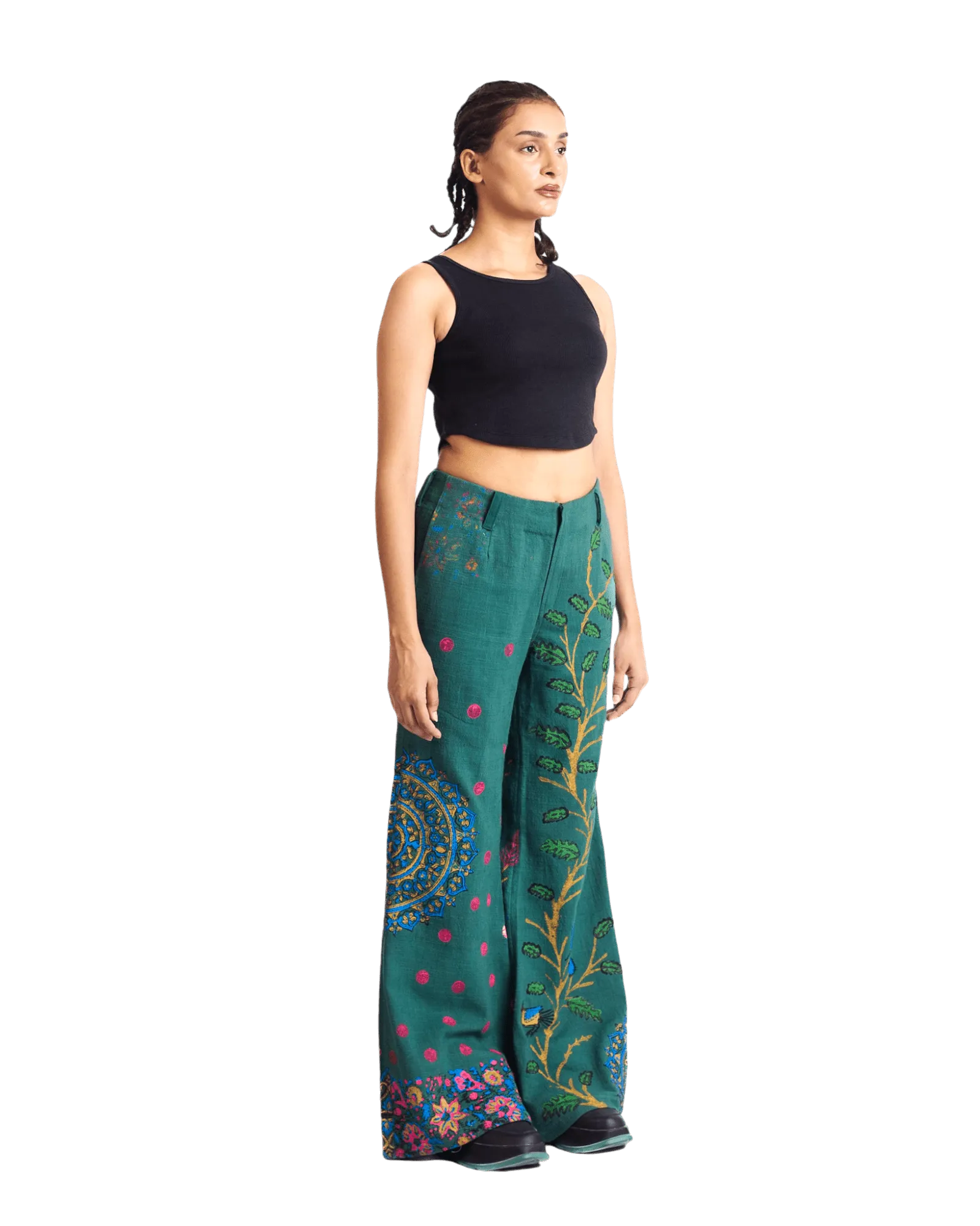 "PEACOCK GARDEN" BLOCKPRINT KHADDAR PANTS