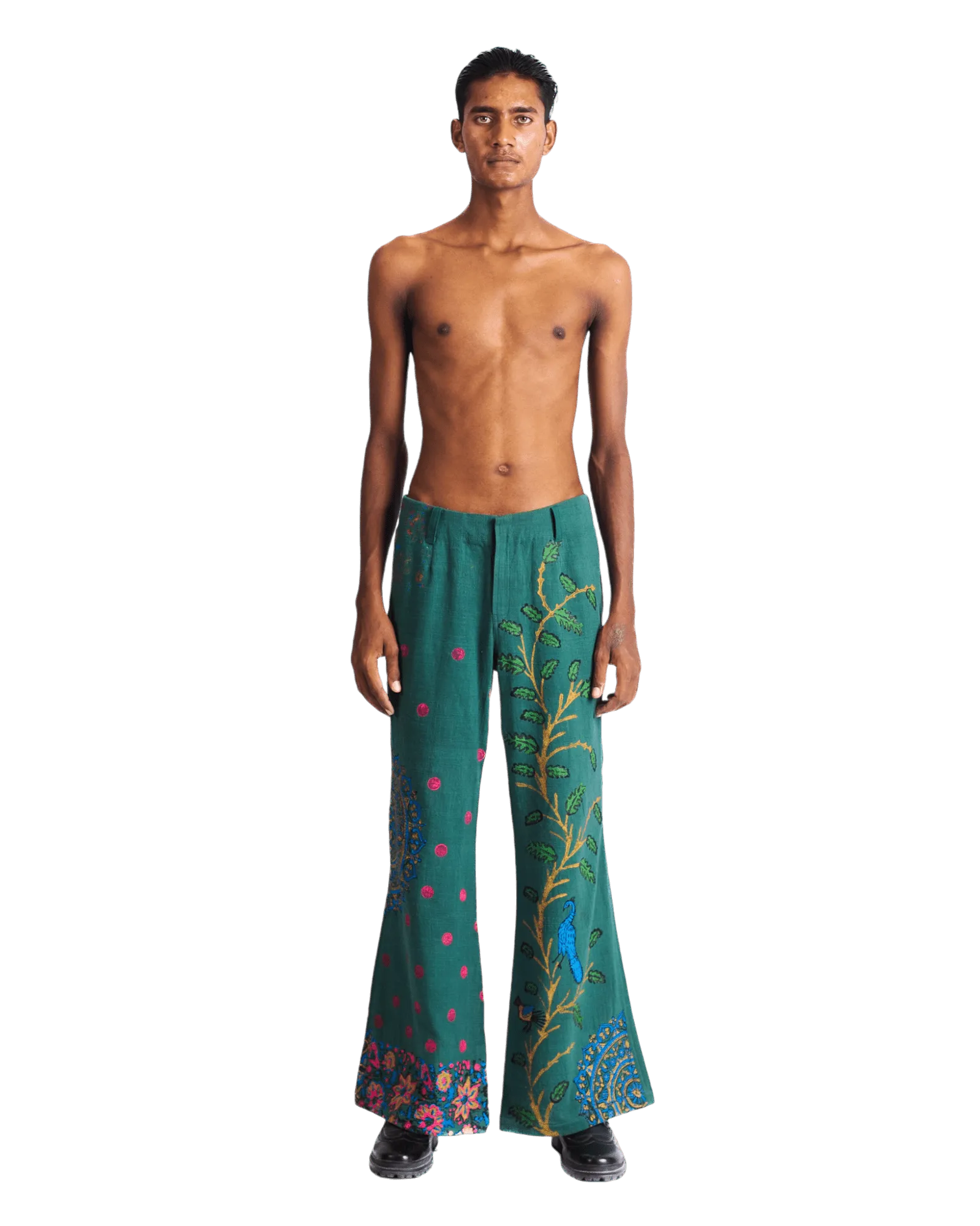 "PEACOCK GARDEN" BLOCKPRINT KHADDAR PANTS