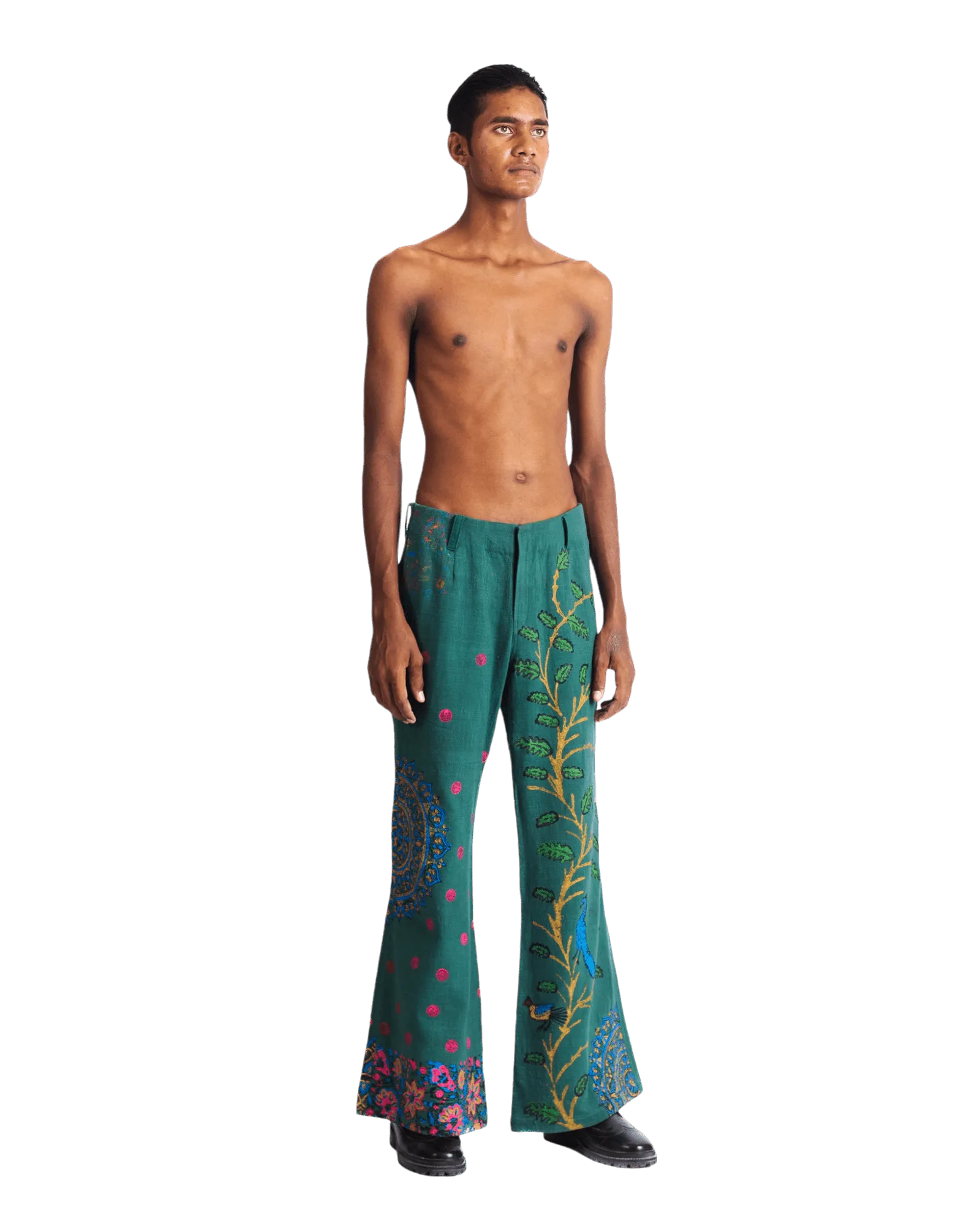 "PEACOCK GARDEN" BLOCKPRINT KHADDAR PANTS