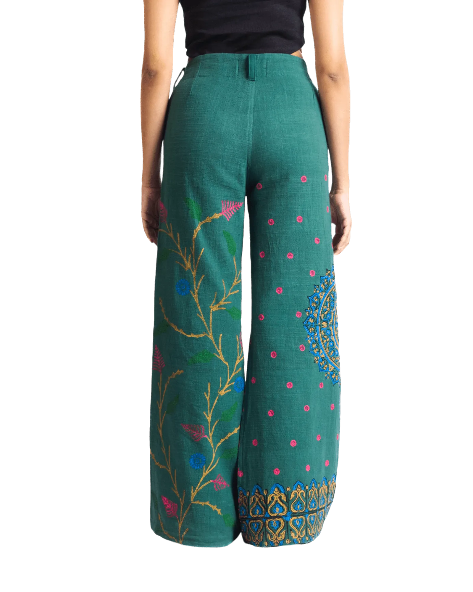 "PEACOCK GARDEN" BLOCKPRINT KHADDAR PANTS