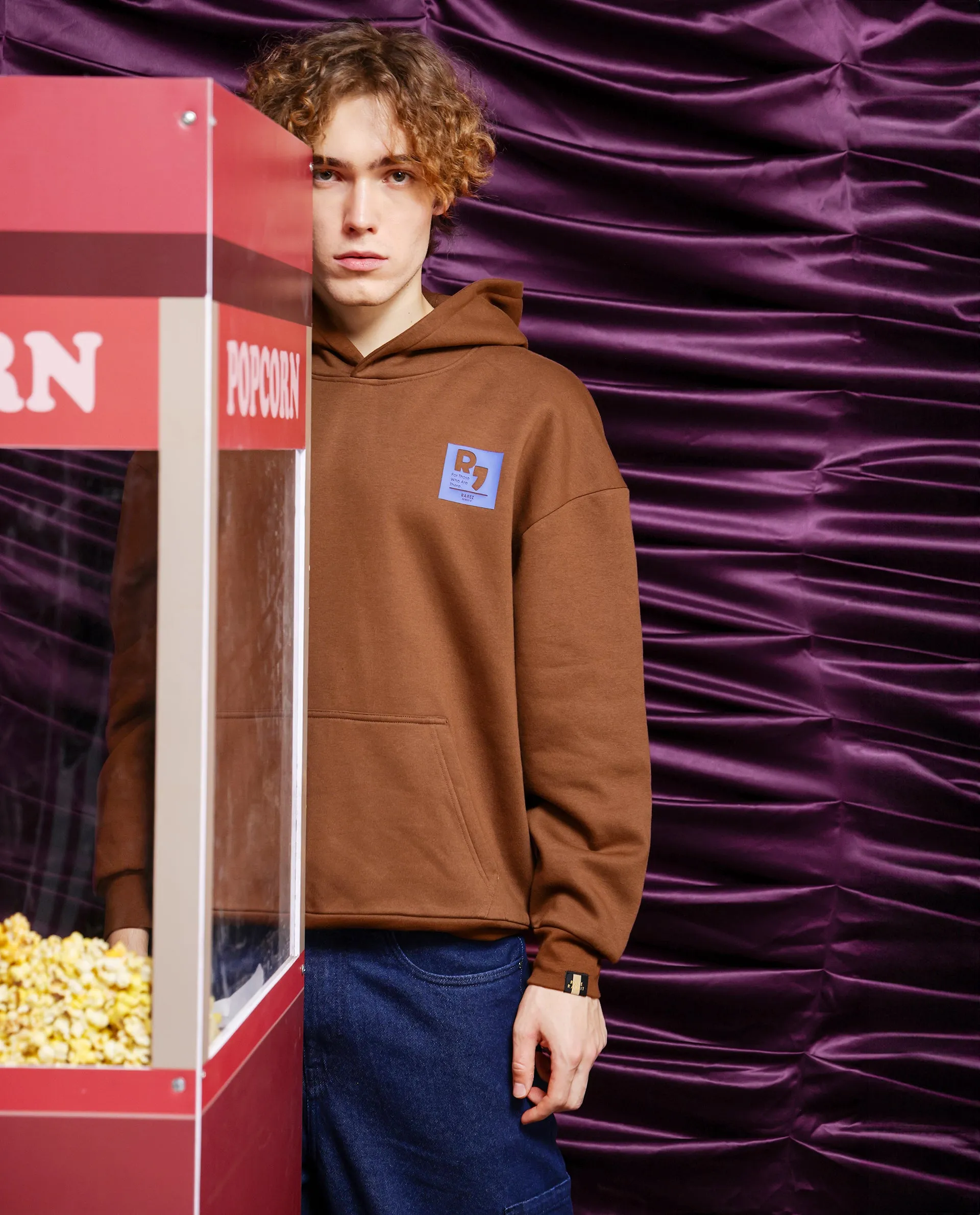 Rare Rabbit Men Dary Dark Mustard Cotton Polyester Fabric Full Sleeve Crew Neck Boxy Fit Printed Sweatshirt