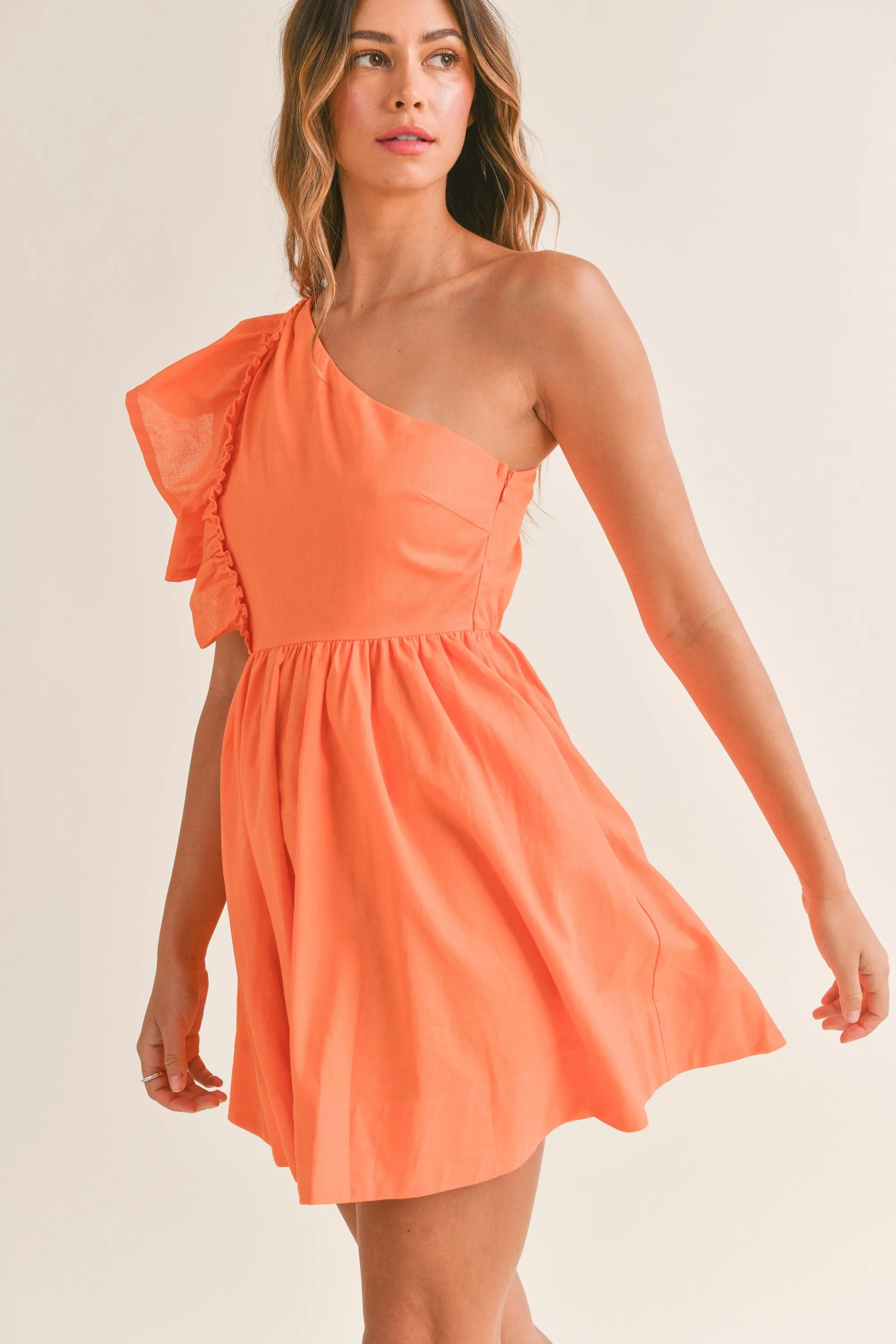 Ruffle One Shoulder Mini