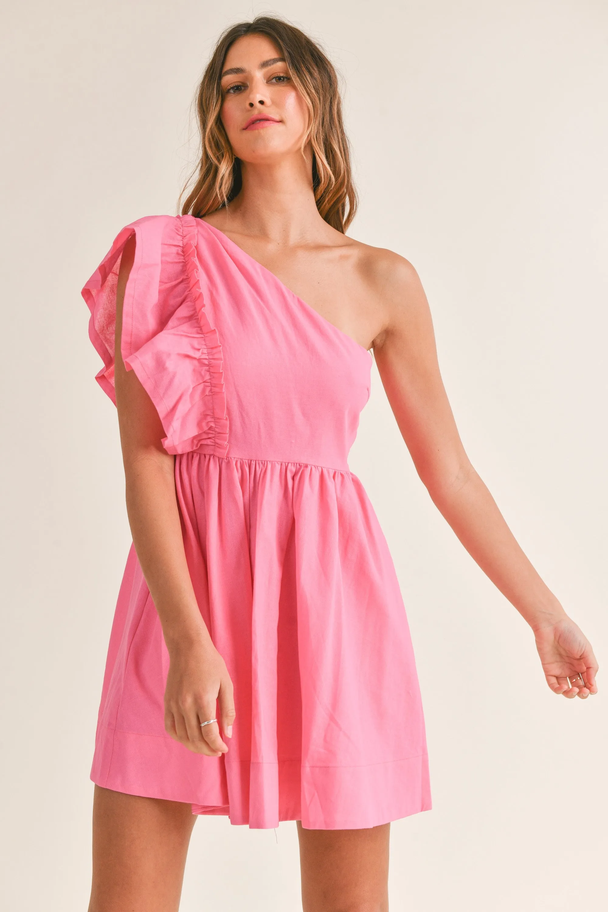 Ruffle One Shoulder Mini