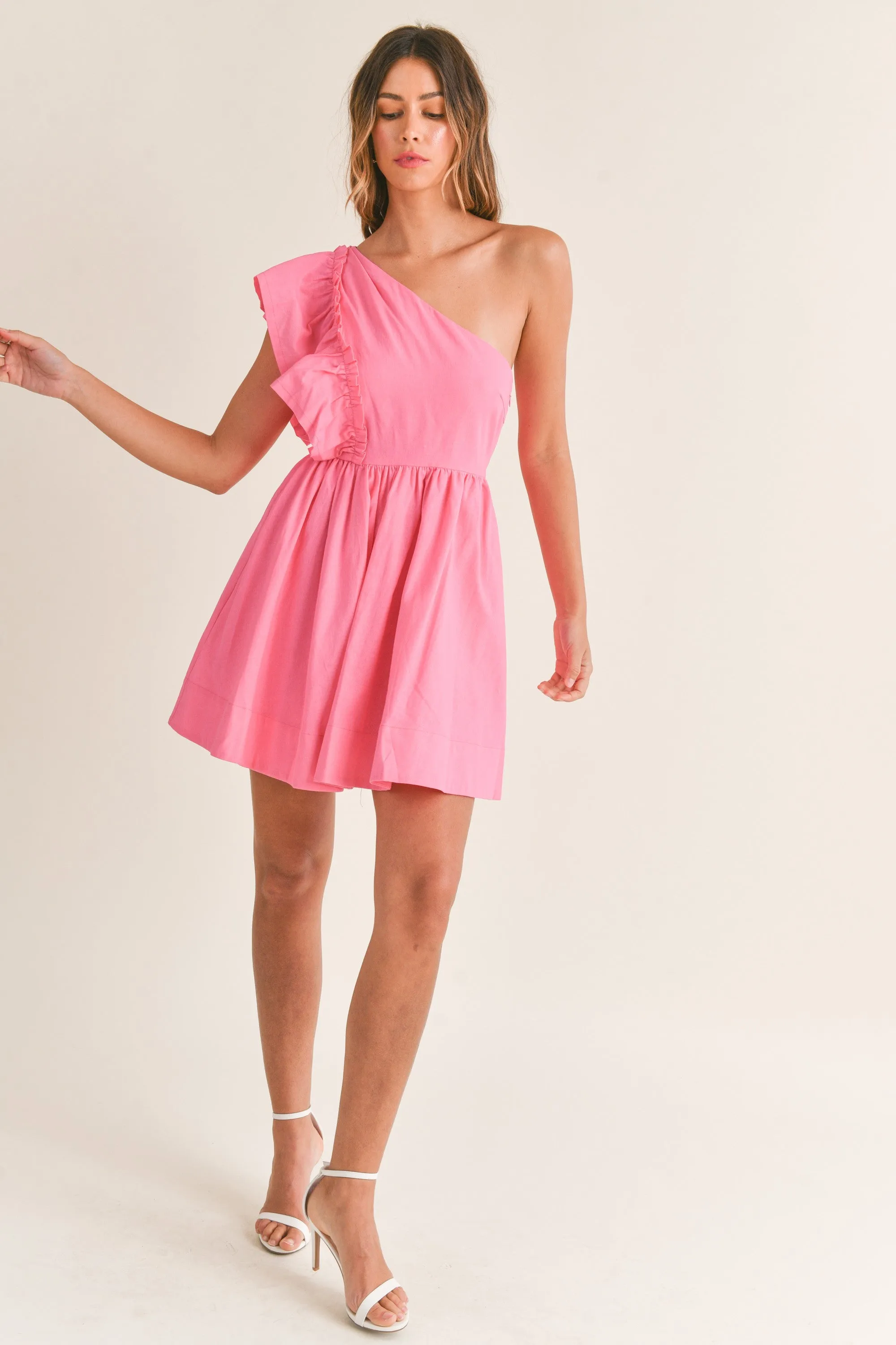 Ruffle One Shoulder Mini