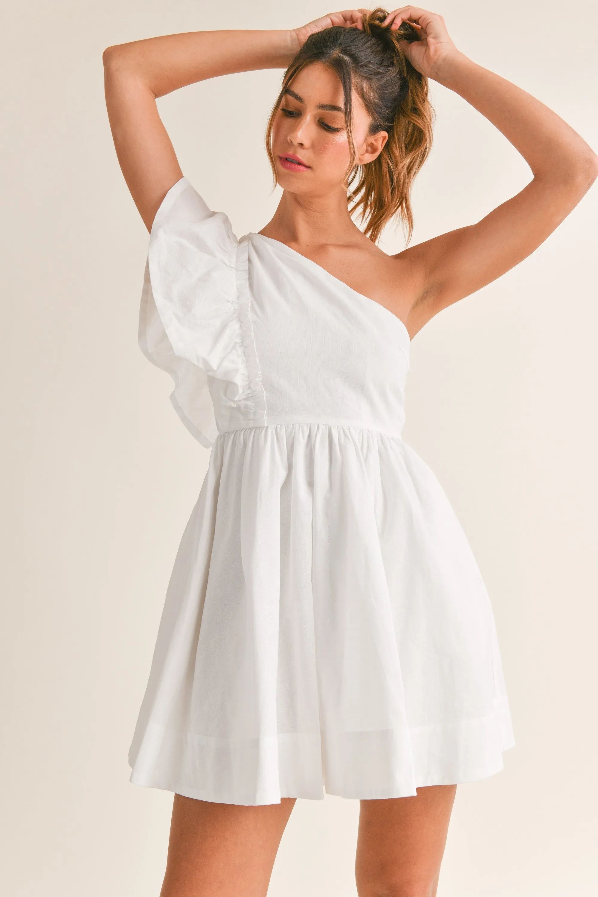 Ruffle One Shoulder Mini