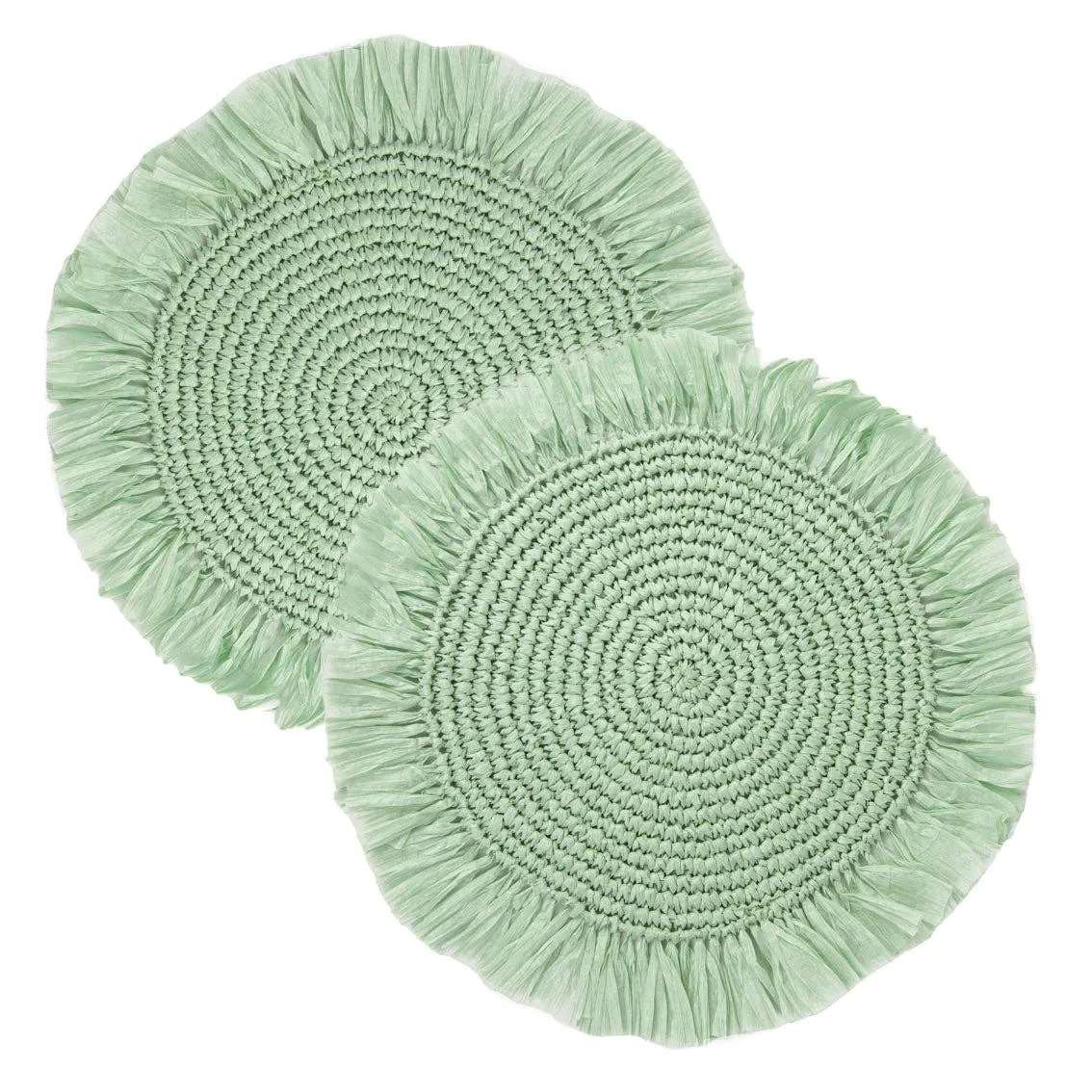 Sage Green Raffia Placemats for Table| 2 Pack| Summer |