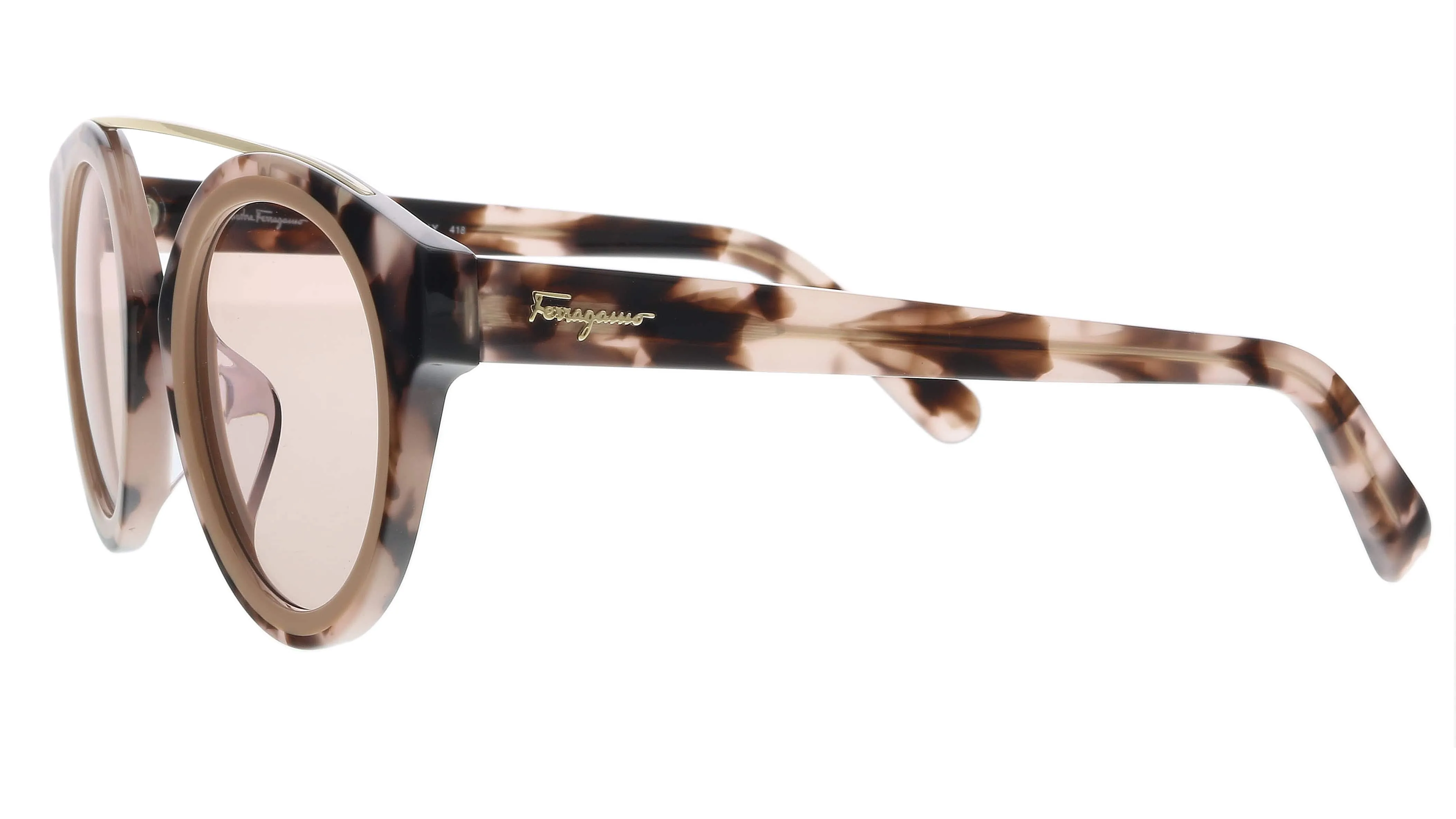 Salvatore Ferragamo SF931SA 219 Havana Rose Round Sunglasses
