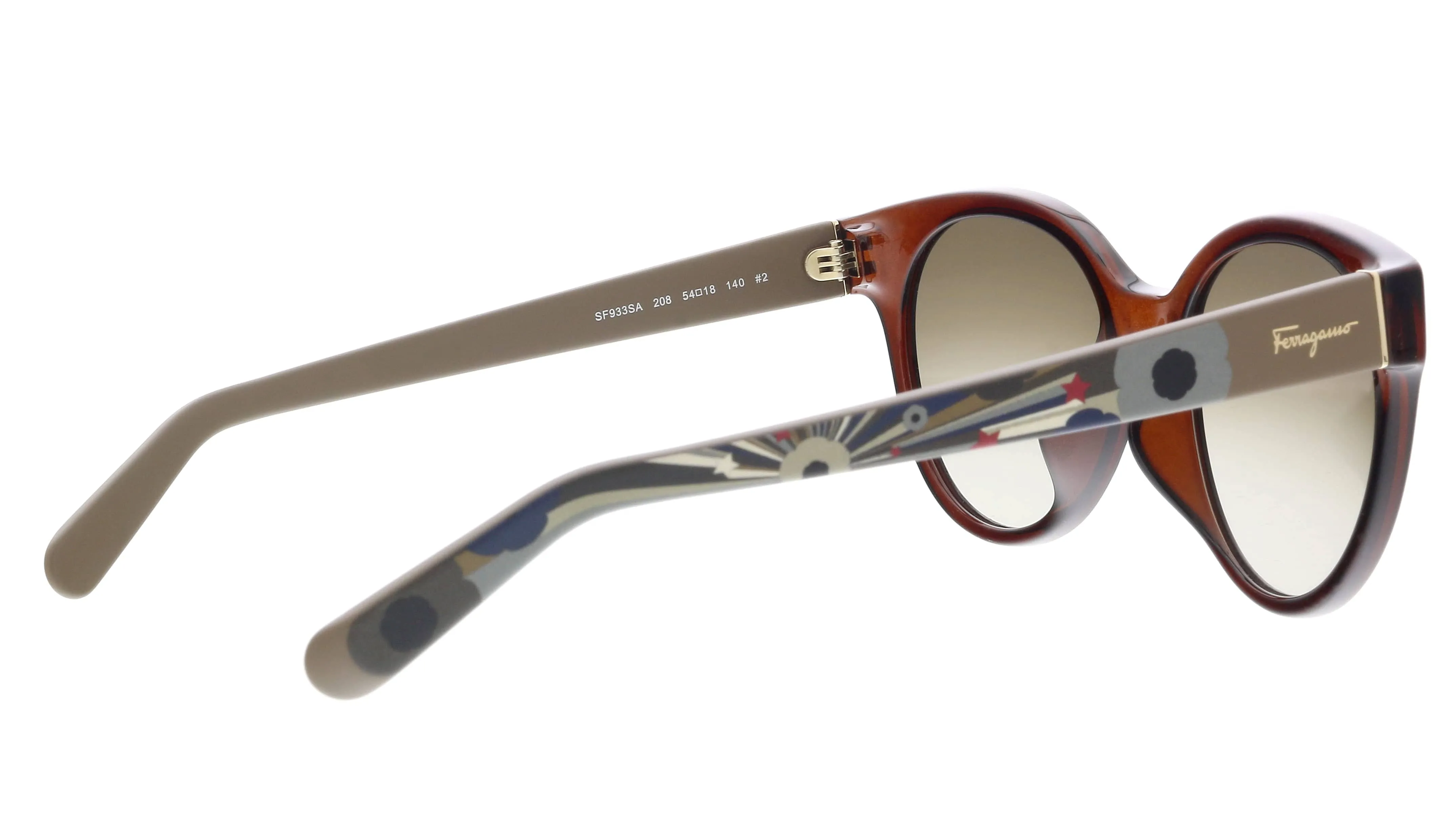 Salvatore Ferragamo SF933SA 208 Dark Brown Round Sunglasses