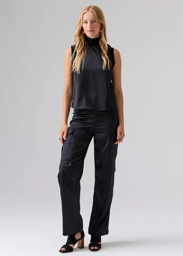 Sanctuary Nights Like This Satin Top - Black ***FINAL SALE***