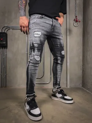 Sank Slim Fit Ripped Jeans - Washed Black DH4
