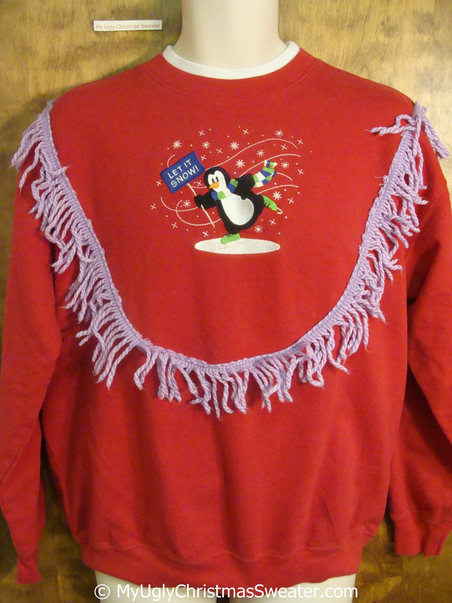 Skating Penguin LET IT SNOW Tacky Christmas Sweatshirt