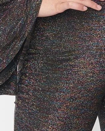 Smak Parlour Rainbow Lurex Flare Pants | Black Rainbow Metallic