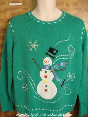 Snowman in the Wind Tacky Xmas Party Sweater