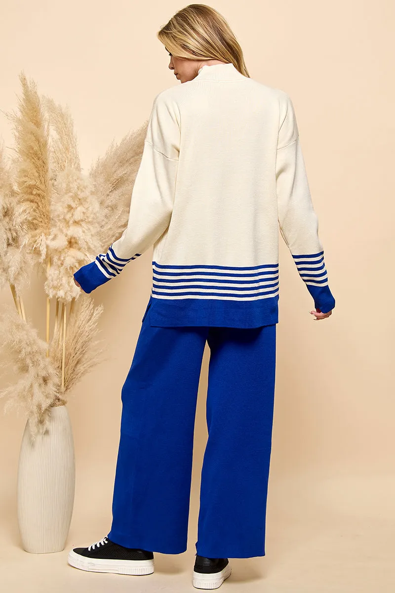 Striped Turtleneck Sweater and Pants Set