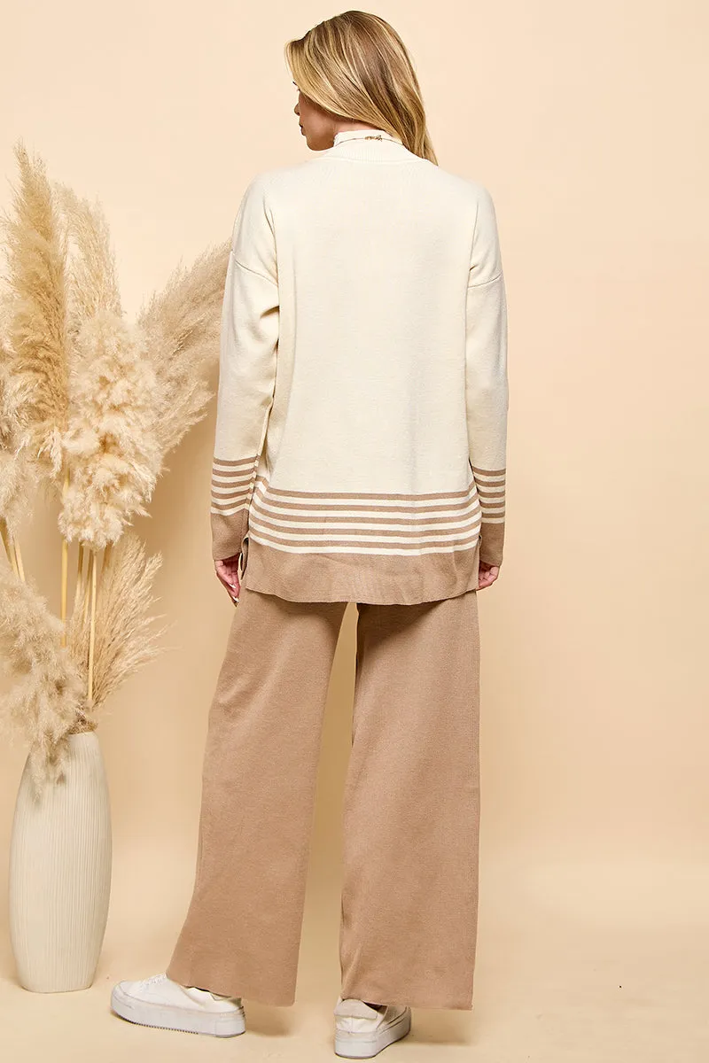 Striped Turtleneck Sweater and Pants Set