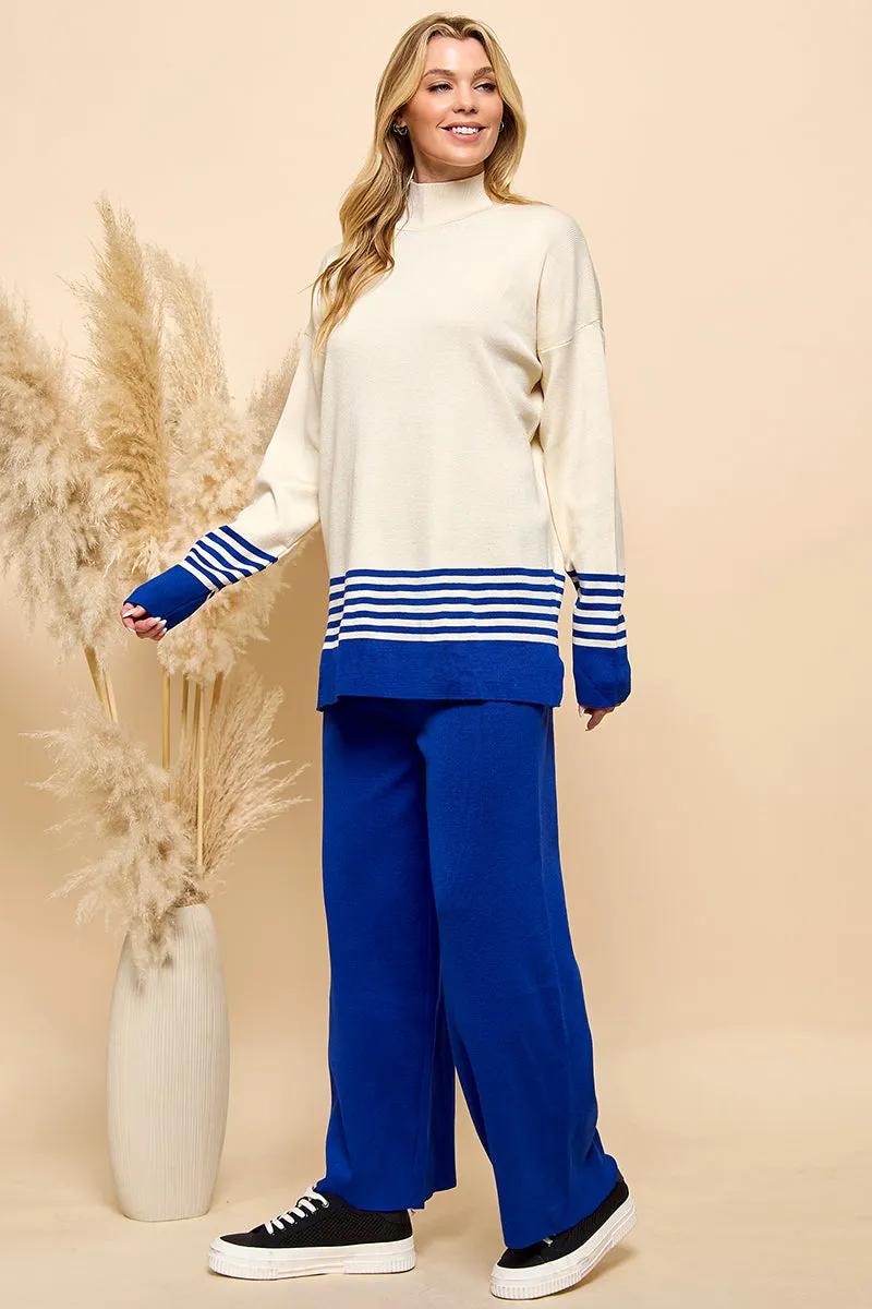 Striped Turtleneck Sweater and Pants Set