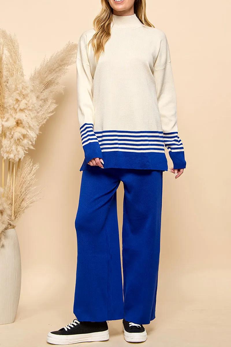 Striped Turtleneck Sweater and Pants Set