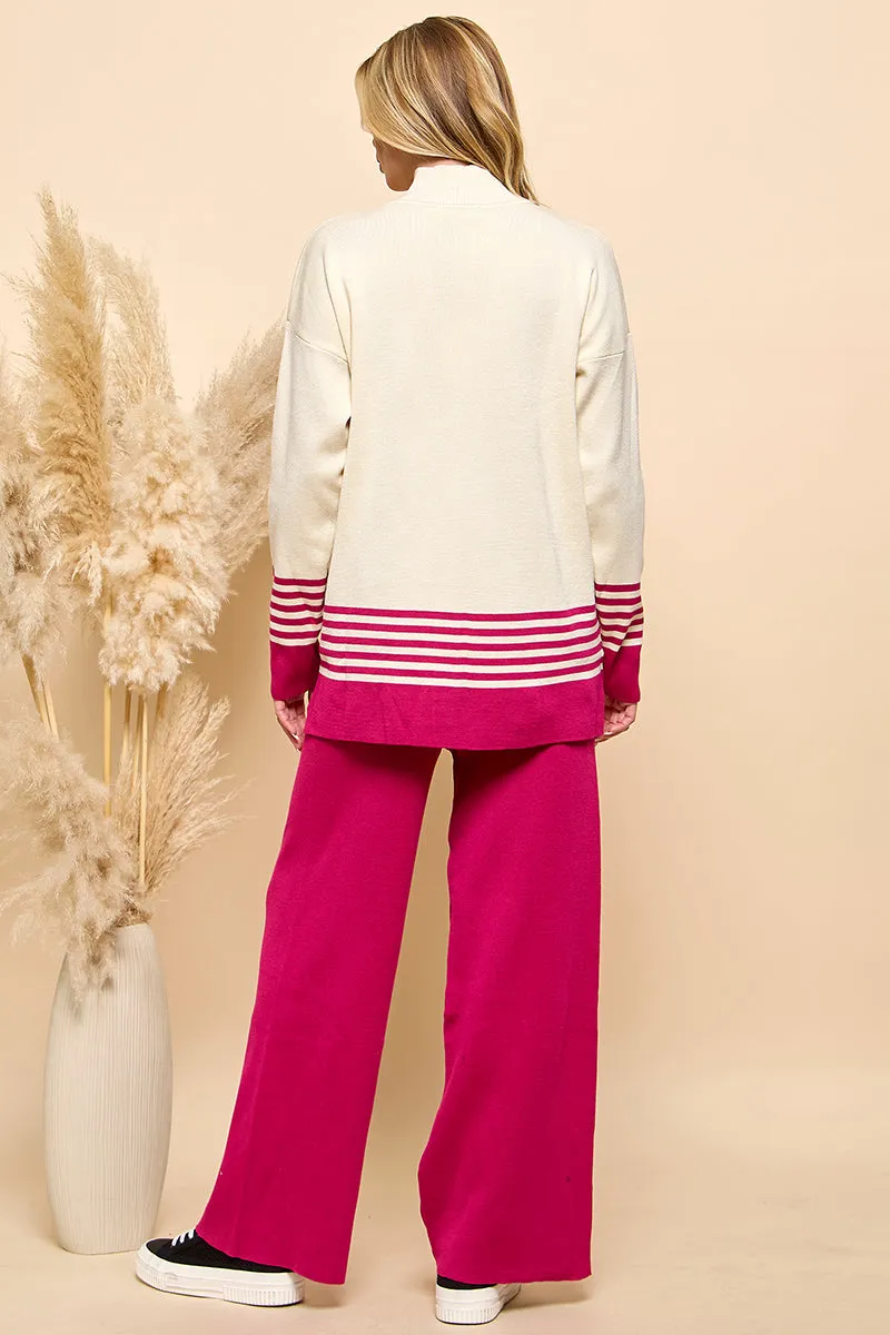 Striped Turtleneck Sweater and Pants Set