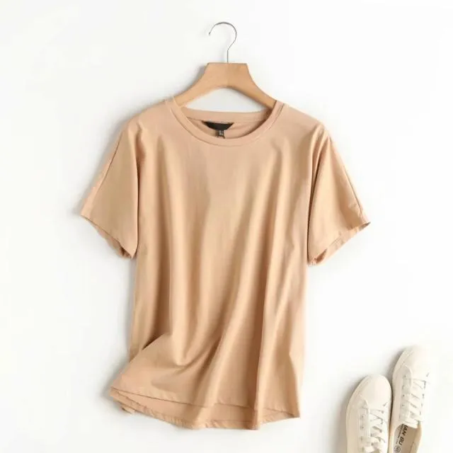 Summer Casual Solid Color Cotton T-shirt | Casual Solid O-Neck Short Sleeve Top | Short Sleeve T-shirt | Shirt for Women | Streetwear Shirt