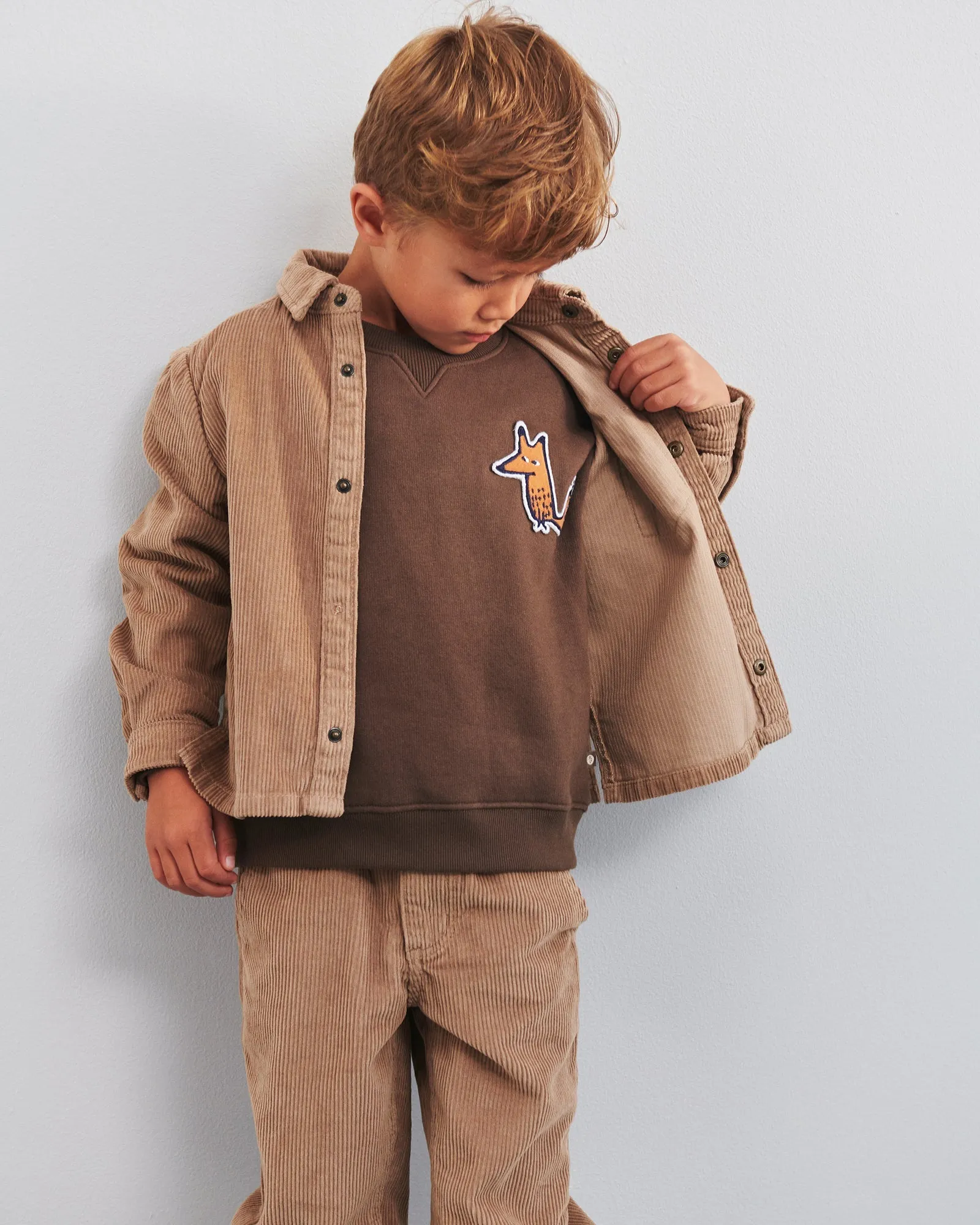 Sweatshirt Fox Badge - Kids - Dark Earth