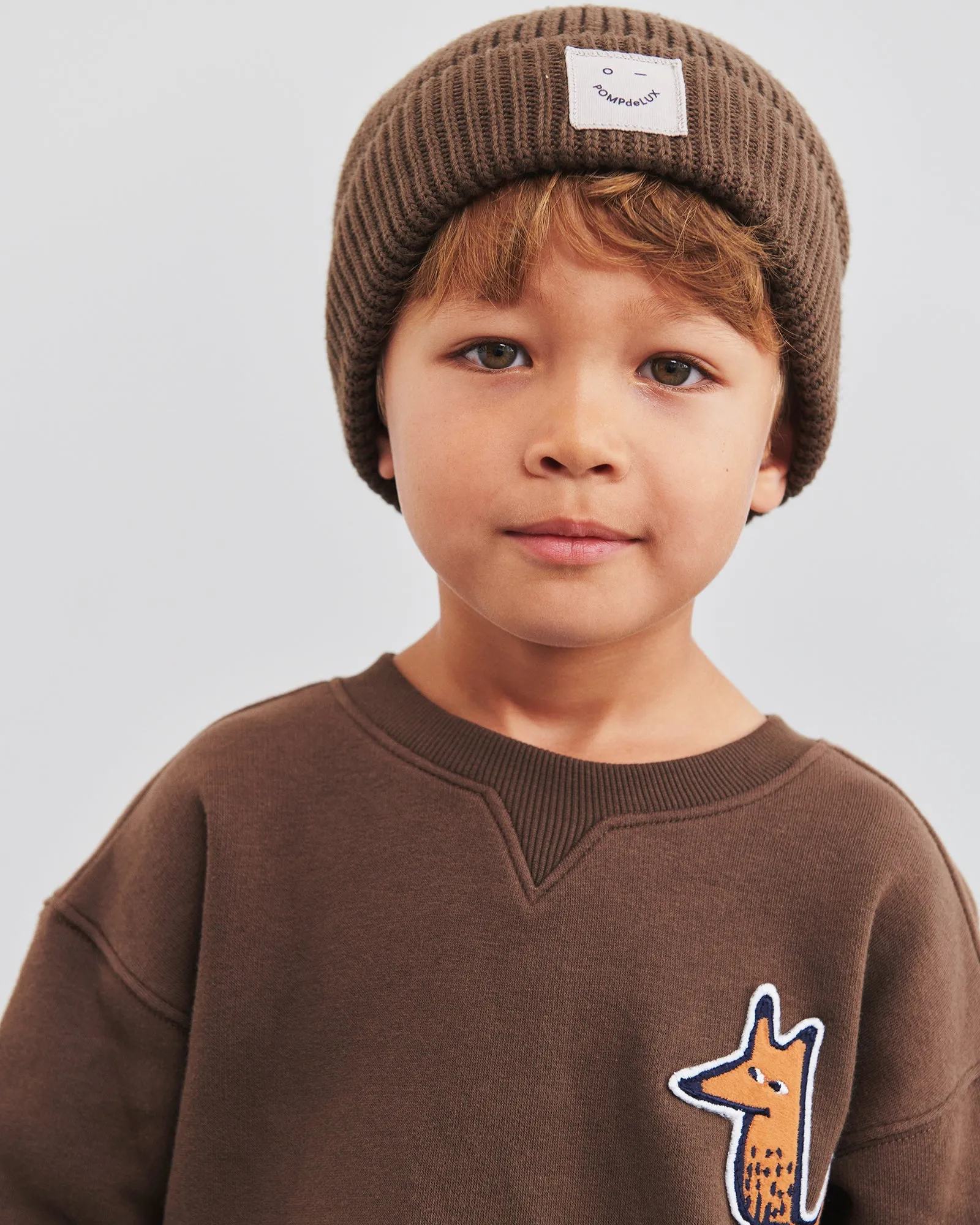 Sweatshirt Fox Badge - Kids - Dark Earth