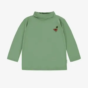 T-shirt vert sauge à manches longues avec col roulé, bébé || Sage green long sleeves t-shirt with turtleneck, baby