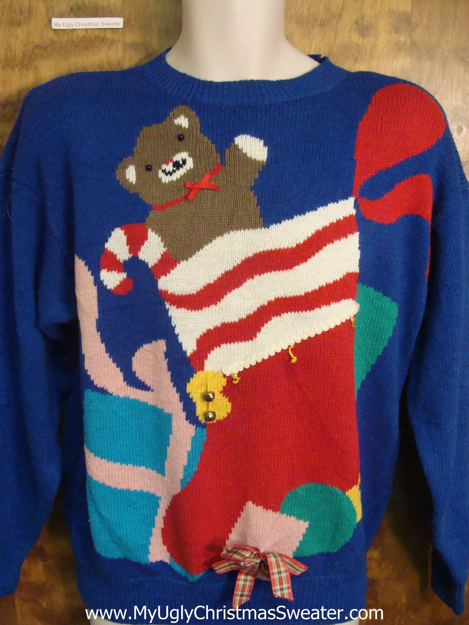 Teddy Bear in Stocking Ugly Sweater for Xmas