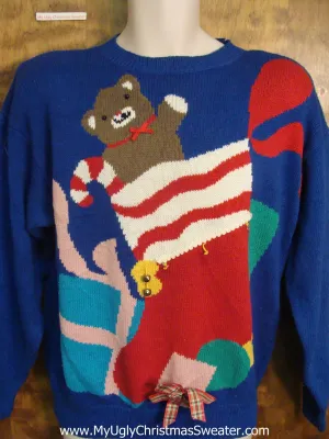 Teddy Bear in Stocking Ugly Sweater for Xmas