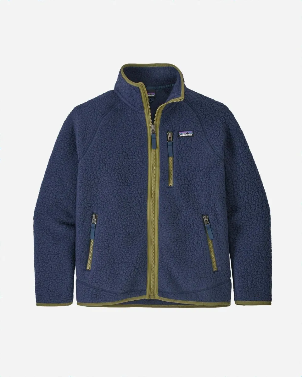 Teens Retro Pile Jacket - Navy/Green