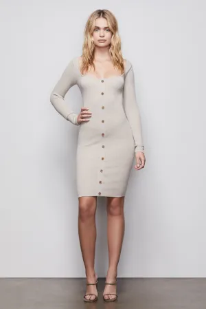 THE BUTTON UP SWEATER DRESS | OATMEAL002