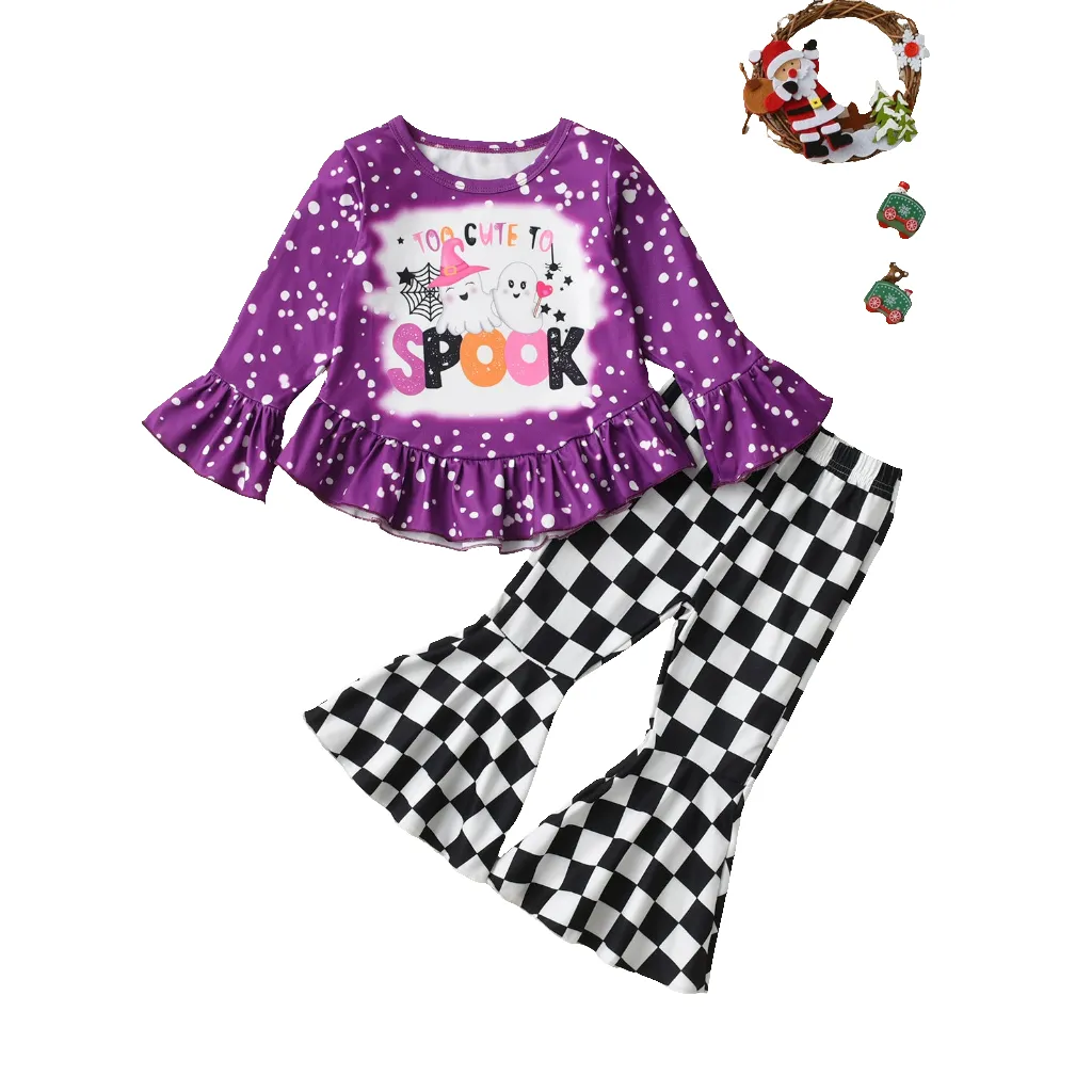 Toddler Girls Halloween Spooky 2pcs Outfit Sets