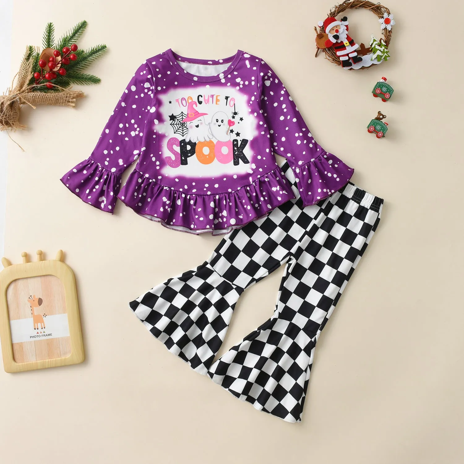 Toddler Girls Halloween Spooky 2pcs Outfit Sets