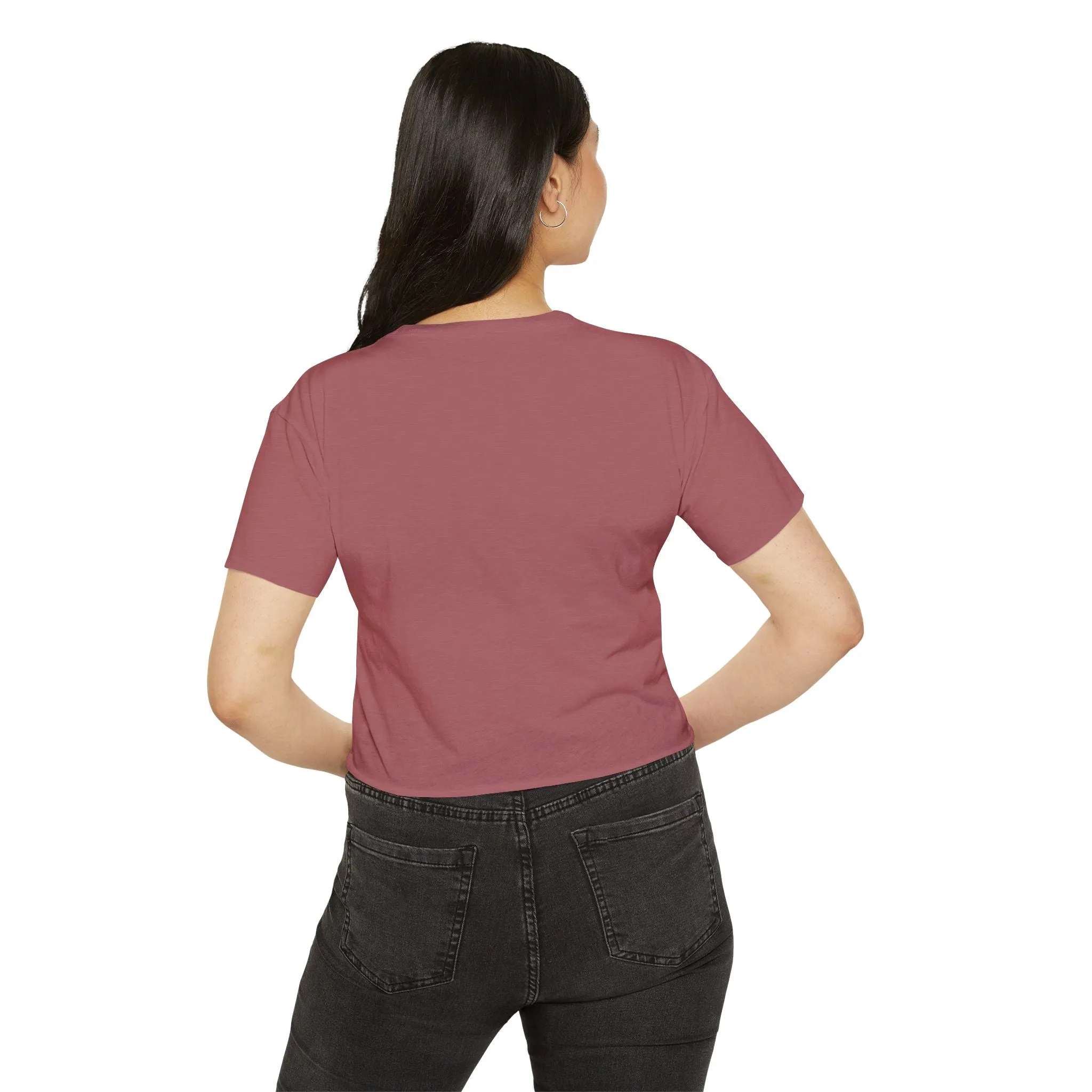 Turn off, shut down, peace out! Cute crop tee in natural colors