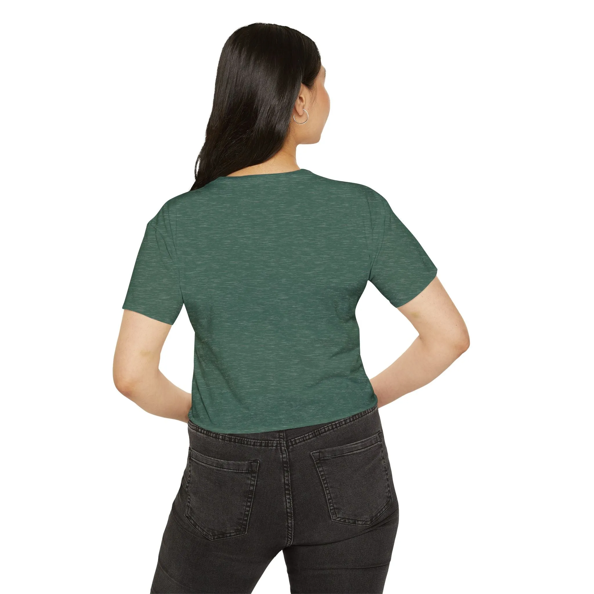 Turn off, shut down, peace out! Cute crop tee in natural colors