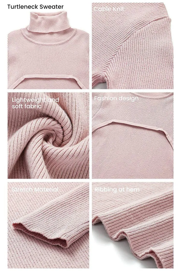 Turtleneck Bodycon Long Sleeves Knit  Sweater