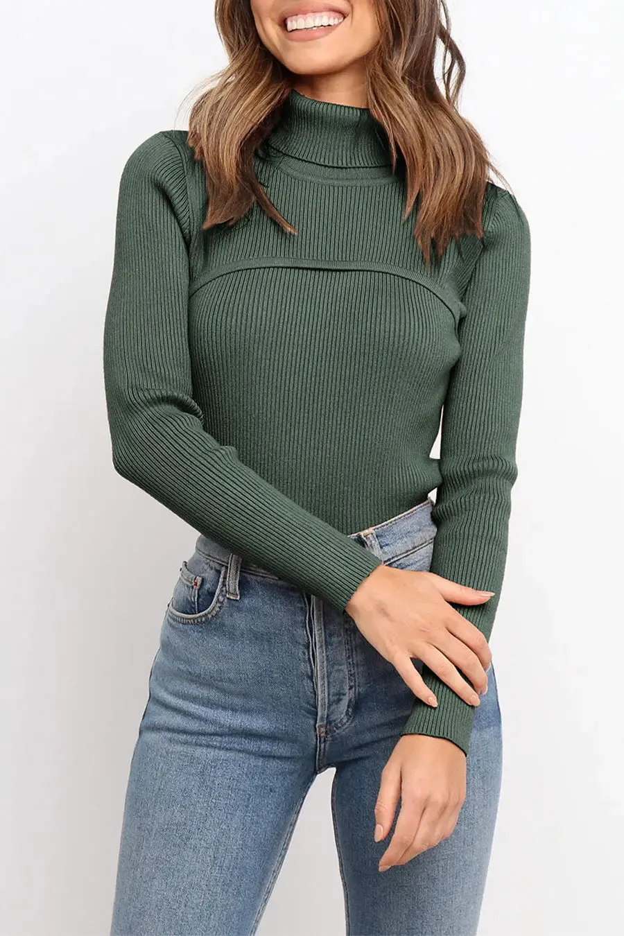 Turtleneck Bodycon Long Sleeves Knit  Sweater
