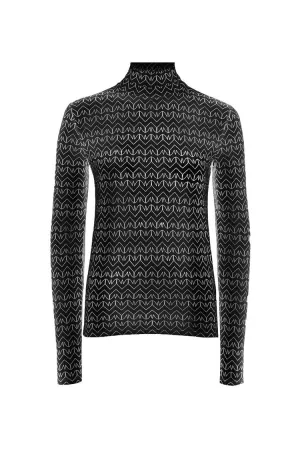 Turtleneck LS Mesh Pattern Top