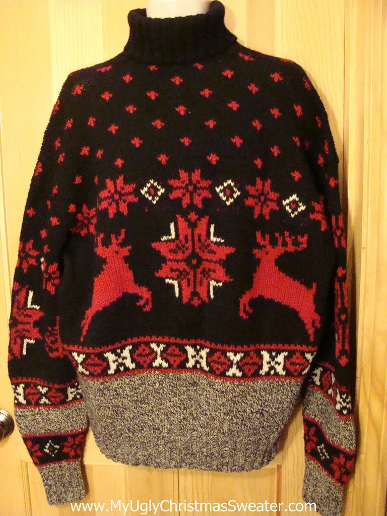 Ugly Christmas Sweater Party Vintage Ralph Lauren 2sided Reindeer Sweater (v7)